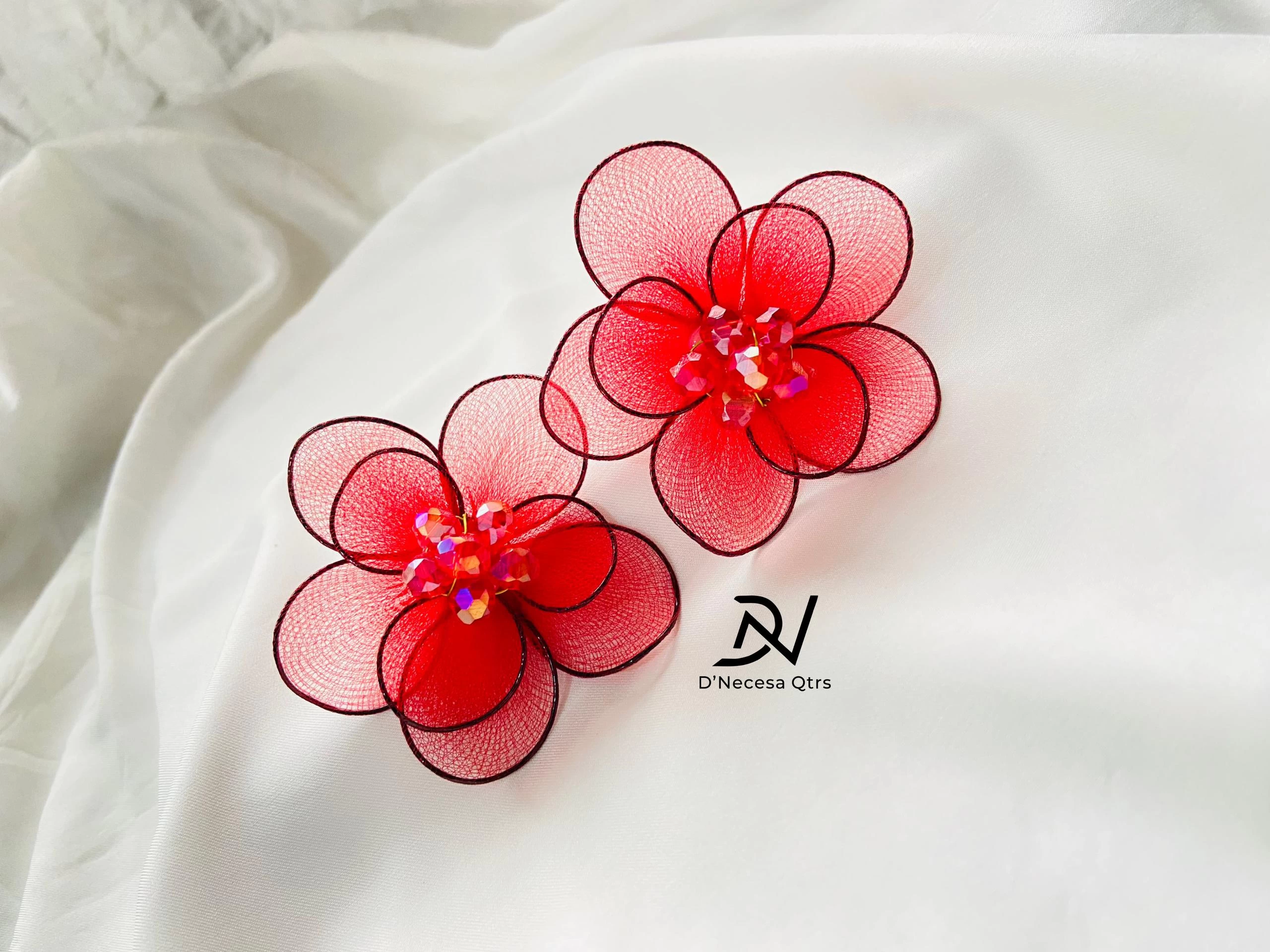 Red Flower Earring