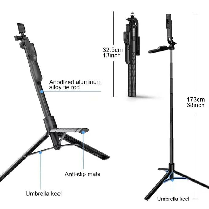 K29 Multi Functional Ultra-long Tripod Selfie Stick - 7Feet Long