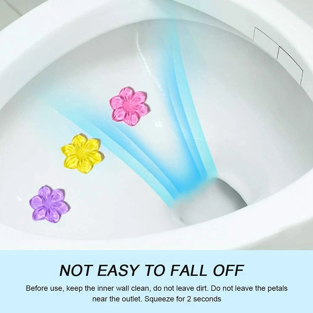 Toilet Gel Stamp, 6 Pcs/66 Count Fresh Flower Stamp Toilet Gels Long-lasting Fragrance Bathroom Deodorizing Clean, Includes Dispenser and Gel