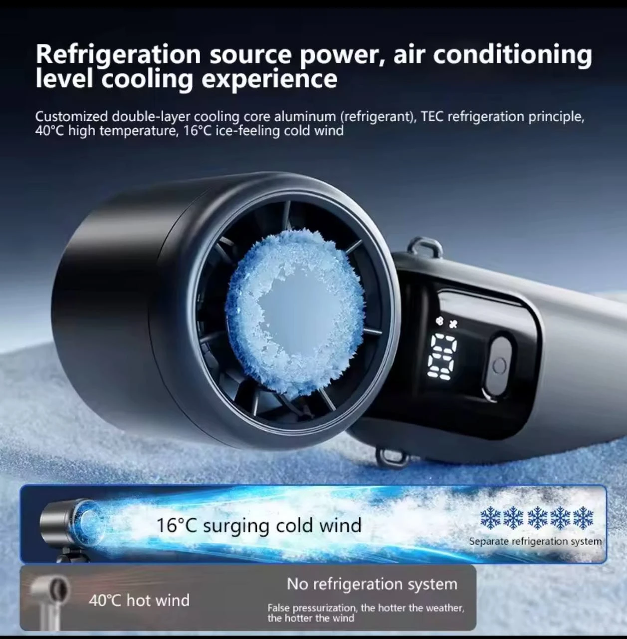 100-SPEED COOLING DIGITAL DISPLAY RECHARGEABLE HANDHELD FAN (FOLDABLE)